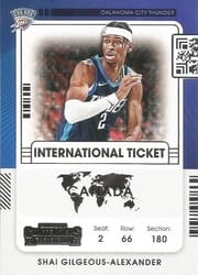 2021-22 Panini Contenders International Ticket Shai Gilgeous-Alexander #25 card