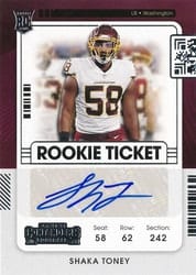 2021 Panini Contenders Base Set Shaka Toney #256 card