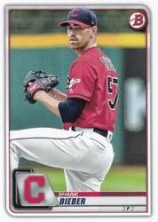 2020 Bowman Base Set Shane Bieber #13 card
