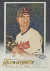2020 Topps Allen & Ginter Chrome Base Set Shane Bieber #223 card