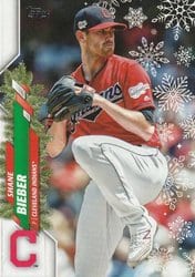 2020 Topps Holiday Base Set Shane Bieber #HW68 card