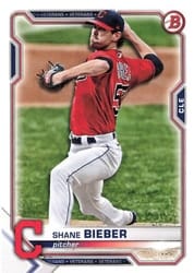 2021 Bowman Base Set Shane Bieber #28 card