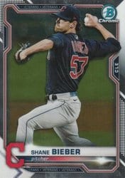 2021 Bowman Chrome Base Set Shane Bieber #30 card