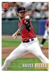 2021 Bowman Heritage Base Set Shane Bieber #54 card