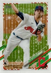2021 Topps Holiday Base Set Shane Bieber #HW130 card