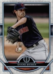 2021 Topps Tribute Base Set Shane Bieber #82 card