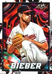 2022 Topps Fire Base Set Shane Bieber #46 card