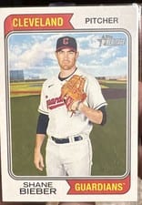 2023 Topps Heritage Mini Shane Bieber #83 card