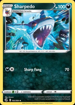 2021 Fusion Strike Sharpedo #163 card