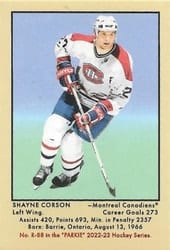 2022-23 Parkhurst Champions 51 Retros Shayne Corson #R-88 card