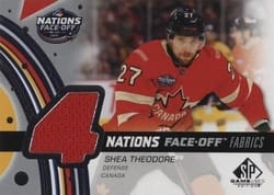 2025-26 SP Game Used 2025 4 Nations Face-Off Fabrics Shea Theodore #4N-ST card