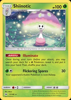 2017 Sun & Moon Shiinotic #17 card