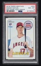 2018 Topps Heritage Shohei Ohtani Red Name Text Error #600 card