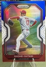 2021 Panini Prizm Shohei Ohtani Red, White, and Blue Prizm #183 card