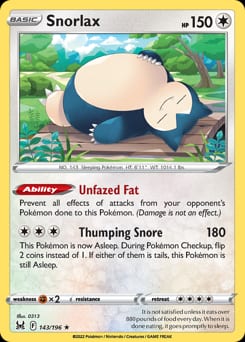 2022 Lost Origin Snorlax #143 card