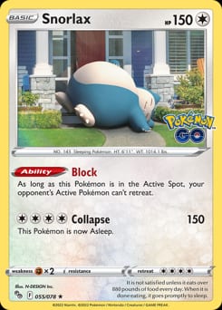 2022 Pokémon GO Snorlax #55 card