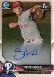 2018 Bowman Chrome Prospect Autographs Spencer Howard #CPA-SH card
