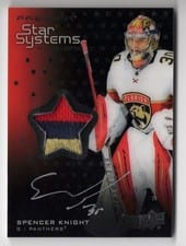 2021-22 Upper Deck Premier Star Systems Rookies Autograph Patch Spencer Knight #SSR-SK card
