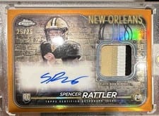 2024 Topps Chrome Rookie Patch Autographs Spencer Rattler #CPA-SR card