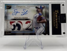 2024 Topps Luminaries Masters of the Mound Autograph Patch Spencer Strider #MOMAP-SS card