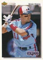 1992 Upper Deck Base Set Spike Owen #206 card