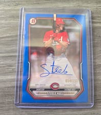 2025 Bowman Draft Chrome Prospect Autograph Steele Hall Blue Refractor #CPA-SHA card