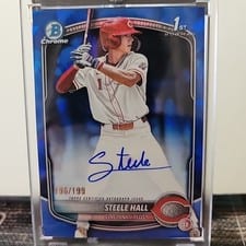Steele Hall 2025 Bowman Draft Sapphire Sapphire Chrome Prospect Autographs card