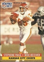1991 Pro Set Base Set Stephone Paige #186 card