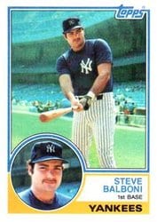 1983 Topps Base Set Steve Balboni #8 card