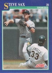 1991 Score Base Set Steve Sax #32 card