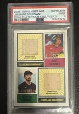 2025 Topps Heritage Dual Player MLB Collection Relics Steven Kwan / Jose Ramirez #DPMCR-RK card