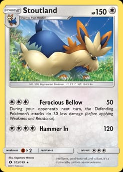 2017 Sun & Moon Stoutland #105 card