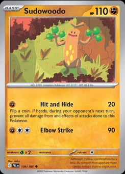 2023 Paldea Evolved Sudowoodo #109 card