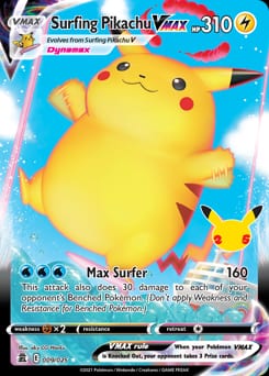 Celebrations Surfing Pikachu VMAX #9 card