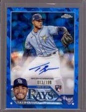 2023 Topps Chrome Update Sapphire Edition Autographs Taj Bradley #USA-TBR card