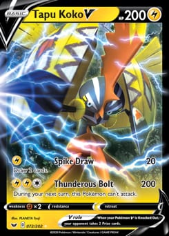 2020 Sword & Shield Tapu Koko V #72 card