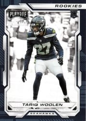 2022 Panini Chronicles Playoff Momentum Rookies Tariq Woolen #PMR-39 card