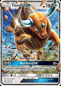 2017 Sun & Moon Tauros-GX #100 card