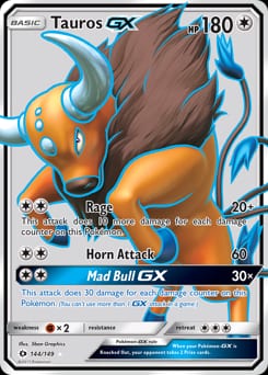2017 Sun & Moon Tauros-GX #144 card