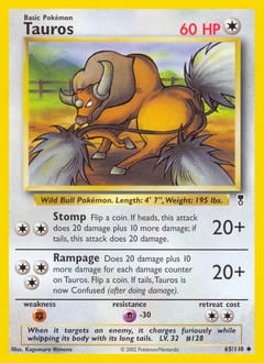2002 Legendary Collection Tauros #65 card