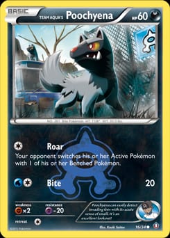 2015 Double Crisis Team Aqua's Poochyena #16 card