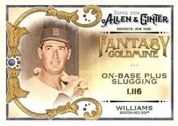2018 Topps Allen & Ginter Fantasy Goldmine Ted Williams #FG-19 card