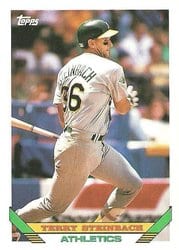 1993 Topps Base Set Terry Steinbach #18 card