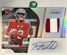 2025 Panini Prizm Rookie Patch Autographs Tez Johnson #40 card