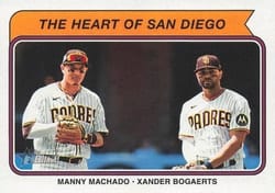 2023 Topps Heritage Combo Cards The Heart of San Diego (Manny Machado / Xander Bogaerts) CC #CC-8 card