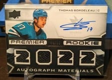 2022-23 Upper Deck Premier 2022 Premier Rookie Autograph Jersey Thomas Bordeleau #PRA-TB card