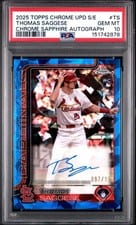 2025 Topps Chrome Update Sapphire Chrome Sapphire Autographs Thomas Saggese #USA-TS card