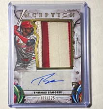 2025 Topps Inception Inception Autograph Jumbo Patch Thomas Saggese #IAJP-TSA card