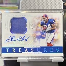 2018 National Treasures Material Treasures Signatures Thurman Thomas card