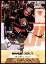 2020-21 Upper Deck Clear Cut Canvas Rookie Debuts Tim Stutzle #CD-TS card